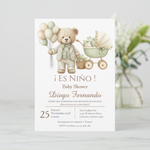 Spanish Baby Shower Boy invitation