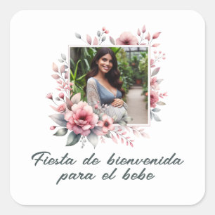 Spanish Baby Shower Fiesta De Bienvenida Al Bebé Square Sticker