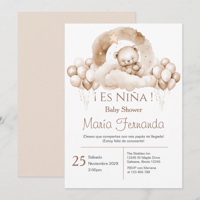 Spanish Baby Shower Girl invitation (Front/Back)