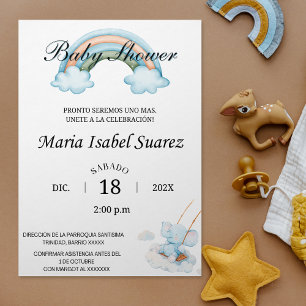 Spanish Baby Shower Peanut Gender Neutral Qr Code Invitation