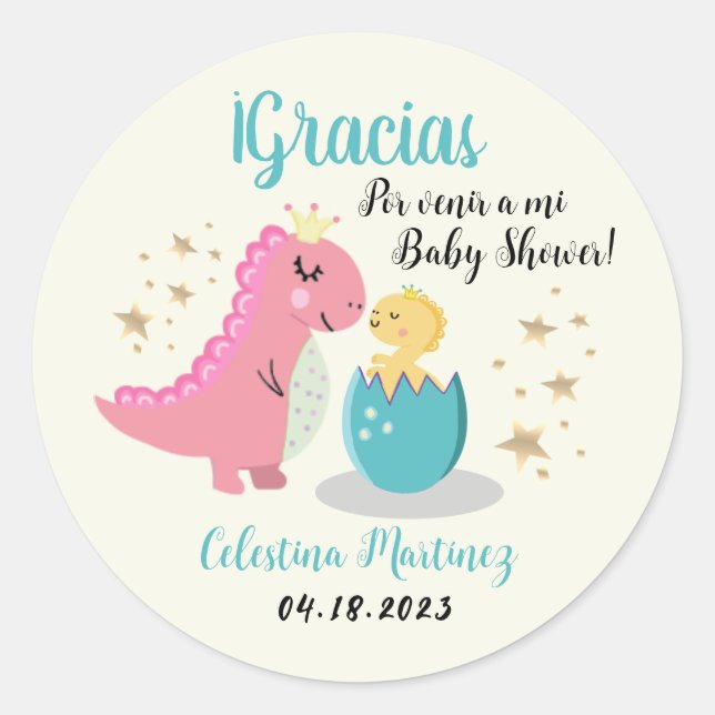 Spanish Baby Shower/Pegatina Baby Shower  Classic Round Sticker (Front)