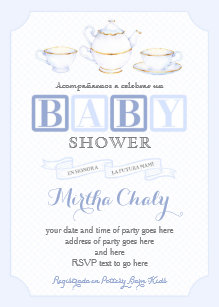 Spanish Baby Shower Invitations Zazzle Spanish Baby Shower Tea Invites For Boy In Blues