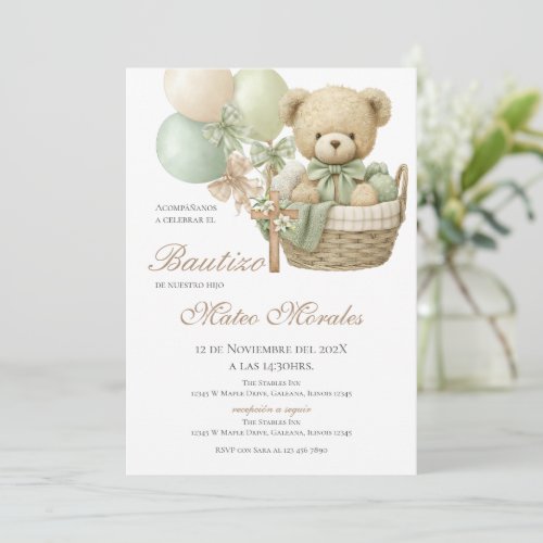 Spanish Baptism Boy invitation