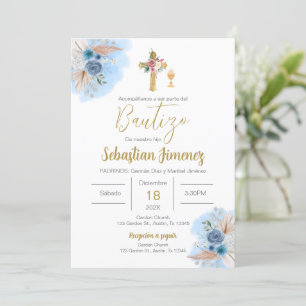 Spanish Baptism Boy Invitation