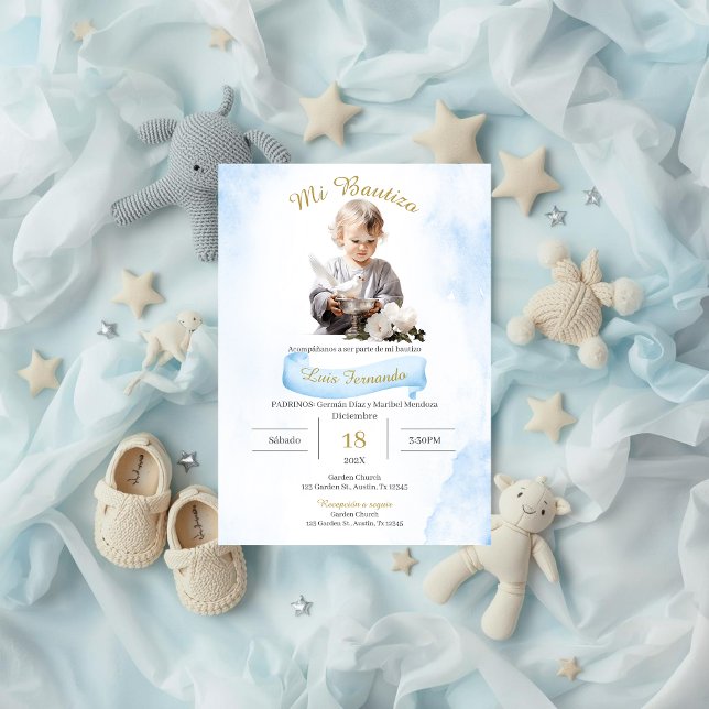 Spanish Baptism Boy Invitation (Creator Uploaded)