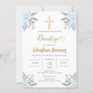 Spanish Baptism Boy Invitation