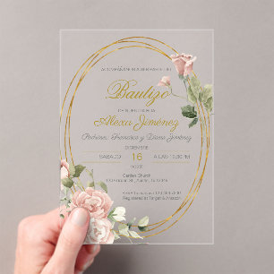 Spanish Baptism Girl Acrylic Invitations