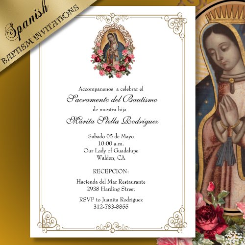 SPANISH BAPTISM GUADALUPE CHRISTENING  INVITATION