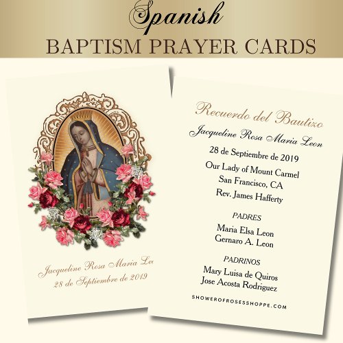 SPANISH BAPTISM RECUERDO BAUTIZO RELIGIOUS PRAYER  BUSINESS CARD