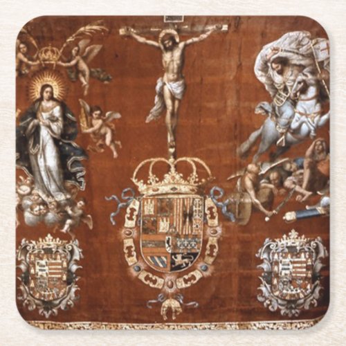 Spanish Battle of Lepanto Banner Square Paper Coaster