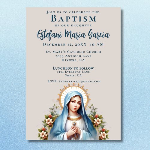 Spanish Bautizo Virgen de Guadalupe Baptism Invitation