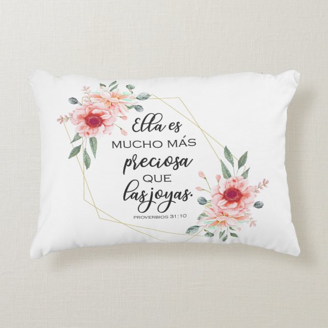 Spanish bible verse Proverbios 31:10 Accent Pillow (Front)