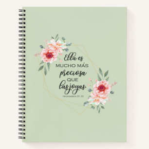 Spanish bible verse Proverbios 31:10 Notebook
