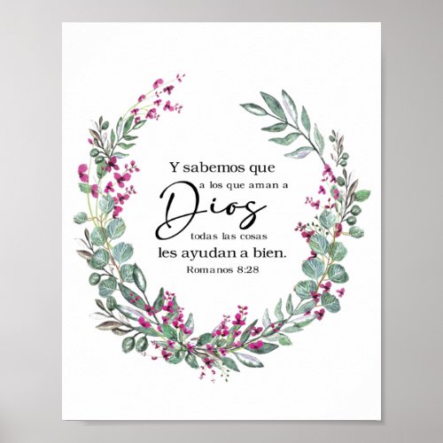 Spanish Bible Verse Romanos 828 Pster Poster