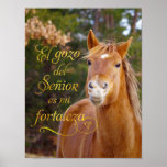 Spanish Bible Verse Smiling Horse Poster at Zazzle
