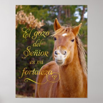 Spanish Bible Verse Smiling Horse Poster by Walnut_Creek at Zazzle