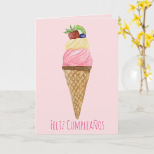 Spanish Birthday Ice Cream cupcakes Card