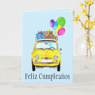 Spanish Birthday Retro Fiat 500 Card