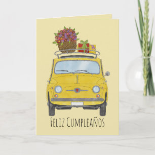 Spanish Birthday Retro Fiat 500 Card