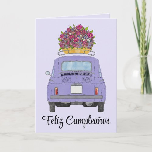 Spanish Birthday Retro Fiat 500 Card
