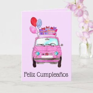 Spanish Birthday Retro Fiat 500 Card