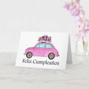 Spanish Birthday Retro Fiat 500 Card