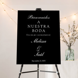 Spanish, Black Minimalist Wedding Welcome sign