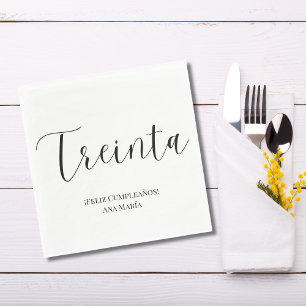 Spanish Black & White Minimalist 30th Birthday  Napkins