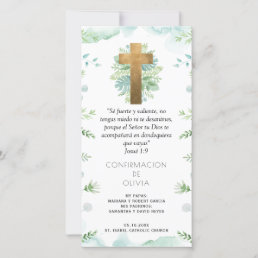 Spanish, Blue Greenery Confirmation Bookmark Favor Thank You Card