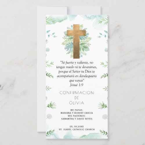 Spanish Blue Greenery Confirmation Bookmark Favor Thank You Card