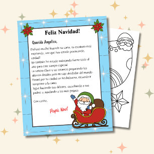 Spanish Blue Letter From Santa Carta a Papá Noel