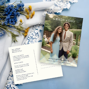 Spanish Blue Shades Overlay Vellum Shapes Photo Postcard