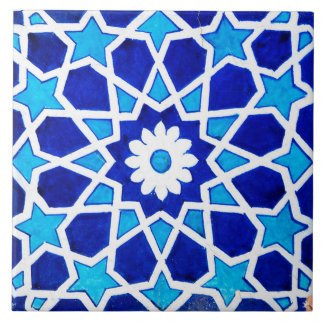 Spanish Blue Stars Ceramic Photo Tile