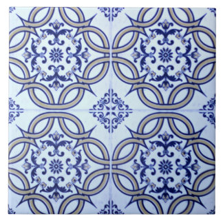 Spanish Blue & White Ceramic Photo Tile