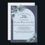 Spanish Blue Winter Florals 70th Birthday Party  Invitation<br><div class="desc">Celebrate her milestone 70th birthday with this beautiful Spanish invitation, showcasing lovely Blue Winter Florals crafted just for her! Accented with elegant blue floral designs, this invitation is ideal for a whimsical winter wonderland-themed celebration. Offered as an instant digital download, it’s a wonderful option for sharing through email, text, or...</div>