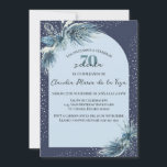 Spanish Blue Winter Florals 70th Birthday Party  Invitation<br><div class="desc">Celebrate her milestone 70th birthday with this beautiful Spanish invitation, showcasing lovely Blue Winter Florals crafted just for her! Accented with elegant blue floral designs, this invitation is ideal for a whimsical winter wonderland-themed celebration. Offered as an instant digital download, it’s a wonderful option for sharing through email, text, or...</div>