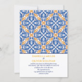 Spanish Blue Yellow Tile Mediterranean wedding Invitation (Front)