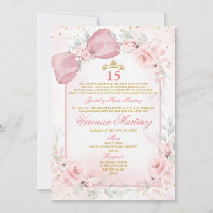 Spanish Blush Pink Bow Coquette Princess 15 Años Invitation