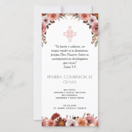 Spanish, Blush Pink First Communion Bookmark Favor Thank You Card