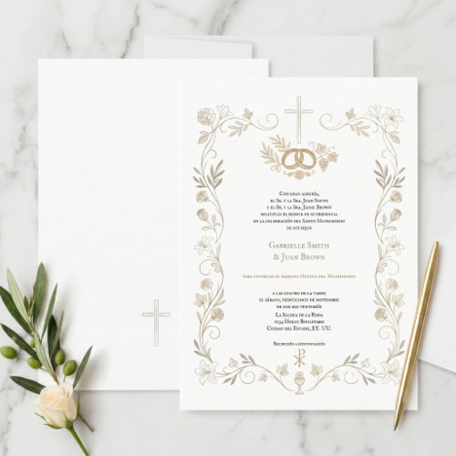 Spanish Boda Catholic Nuptial Mass Wedding Invitation