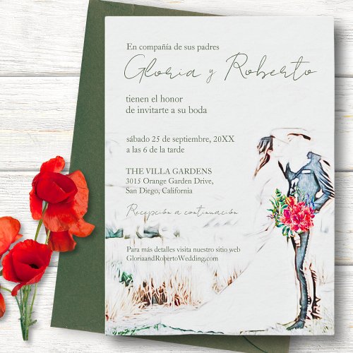 Spanish Boda Charro y Novia Rustic Wedding Invitation