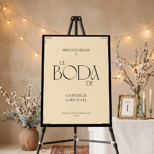 Spanish Boda Ivory Art Deco Wedding Welcome Sign