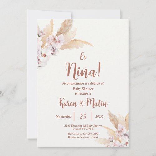 Spanish Boho Baby Shower Girl Invitation