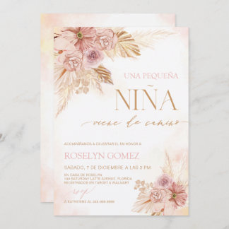 Spanish Boho Baby Shower Invite Pampas Grass Theme