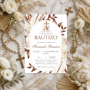 Spanish Boho Baptism Floral Invitation