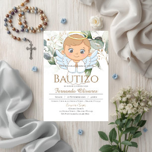 Spanish Boho Floral Baptism invitation