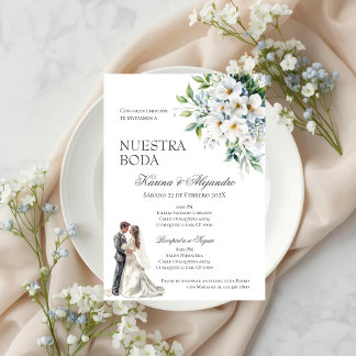 Spanish Boho Floral Wedding Invitation