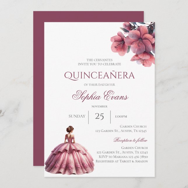 Spanish Boho Quinceanera Invitation (Front/Back)