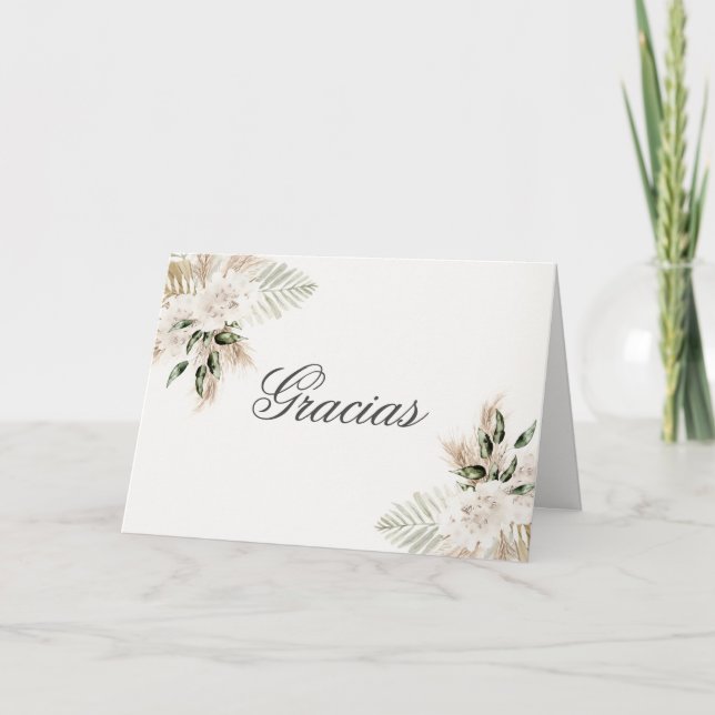Spanish Boho Wedding Letterpress Thank You Card (Front)