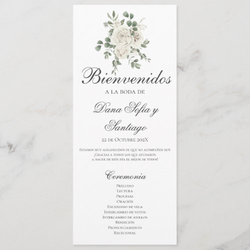 Spanish Boho Wedding Program